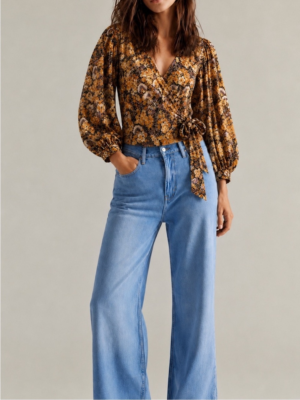 Free people party playlist wrap blouse, sz : small